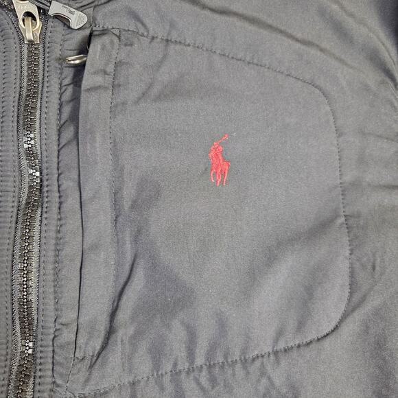 Vtg Polo Ralph Lauren Fleece Full Zip‎ Jacket Black Y2K Polartec Hood Rain Large - Picture 6 of 12